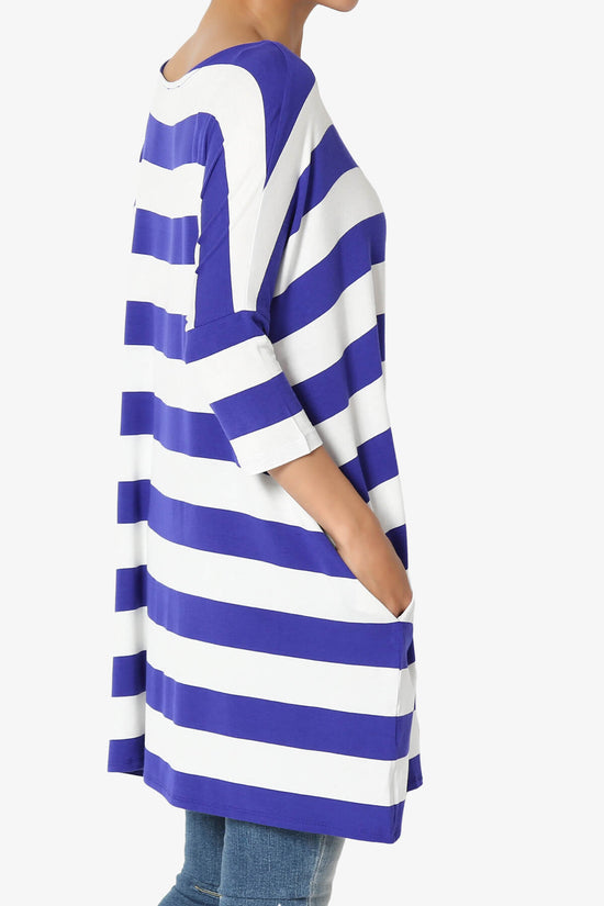 Timp Stripe Drop Shoulder Tunic Top BRIGHT BLUE_4