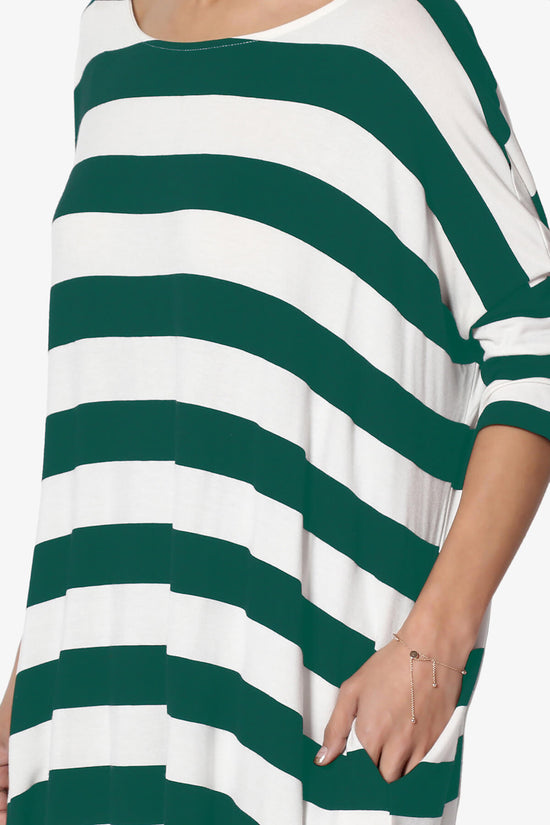 Timp Stripe Drop Shoulder Tunic Top DARK GREEN_5