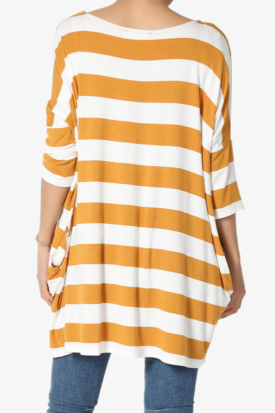 Timp Stripe Drop Shoulder Tunic Top GOLDEN MUSTARD_2