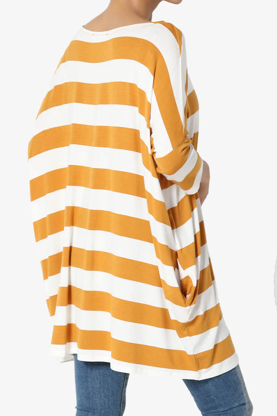 Timp Stripe Drop Shoulder Tunic Top GOLDEN MUSTARD_4