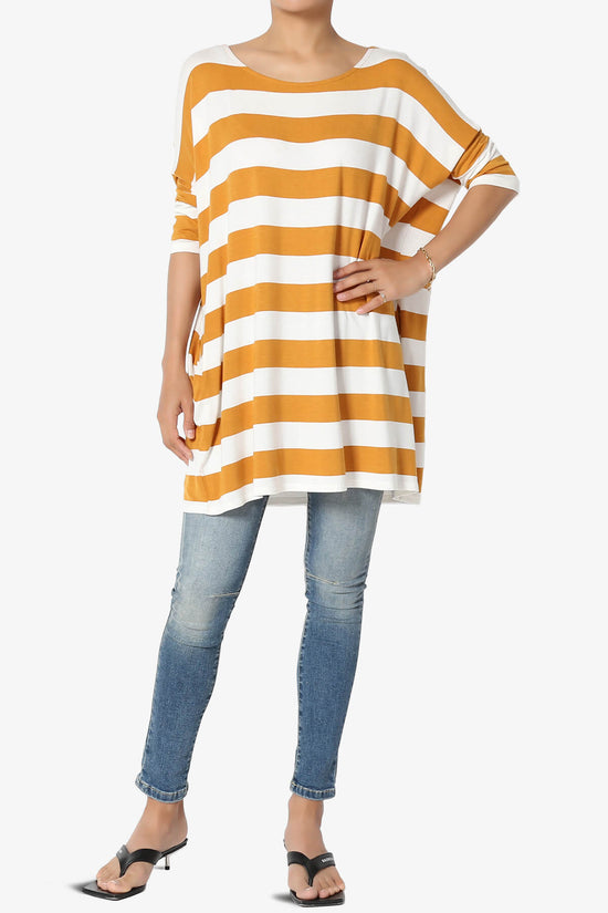 Timp Stripe Drop Shoulder Tunic Top GOLDEN MUSTARD_6