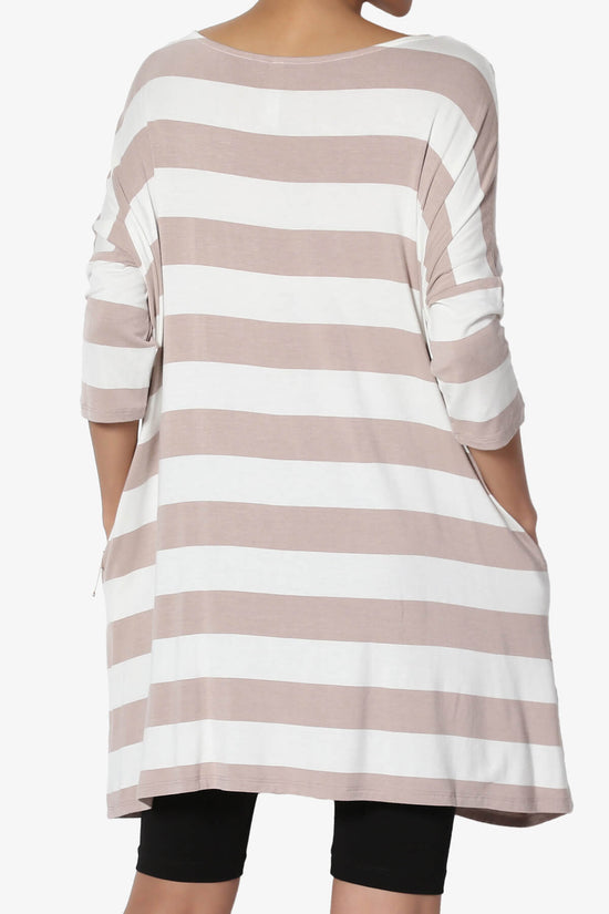 Timp Stripe Drop Shoulder Tunic Top LIGHT MOCHA_2
