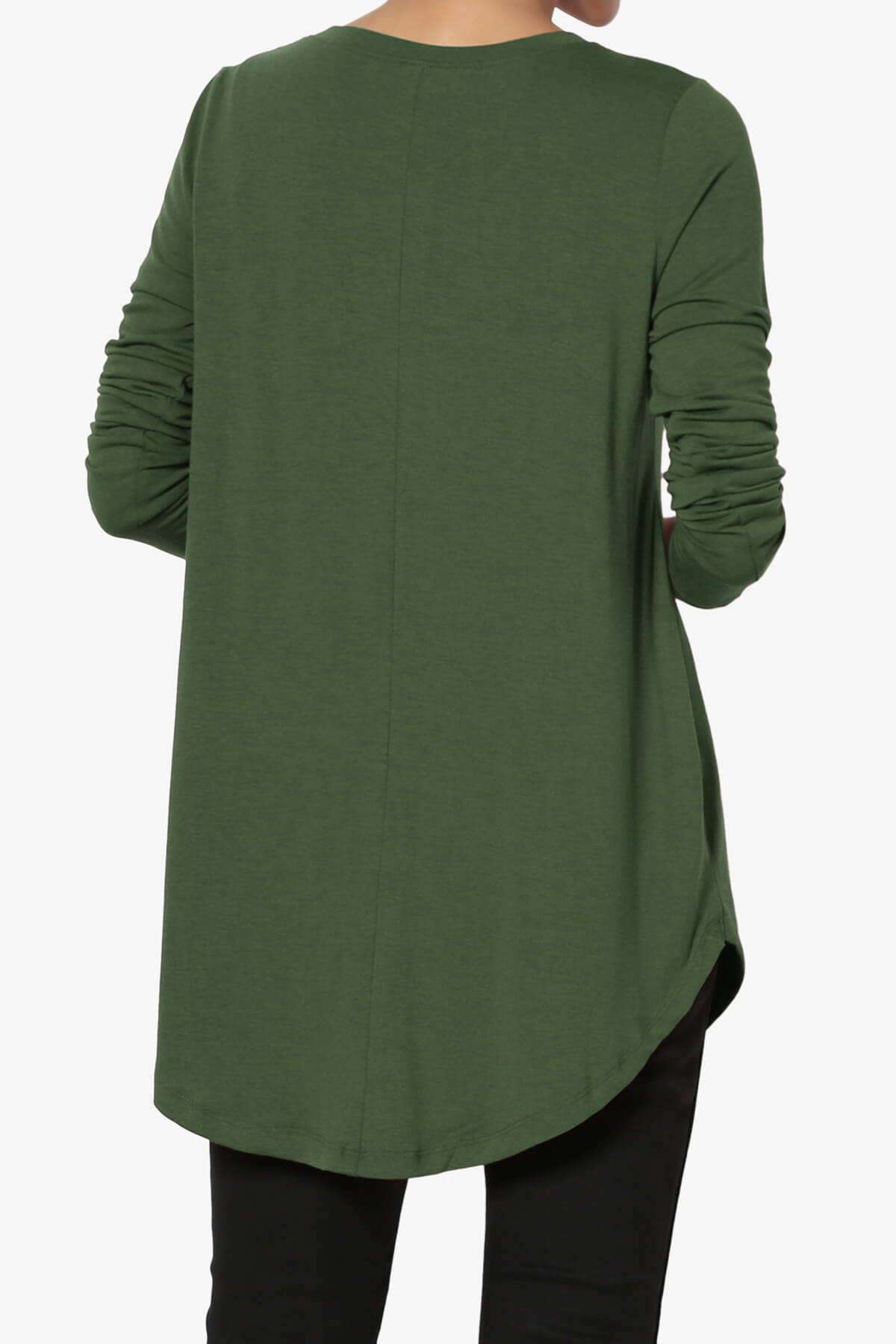 Ramada Long Sleeve Flowy Jersey Top ARMY GREEN_2