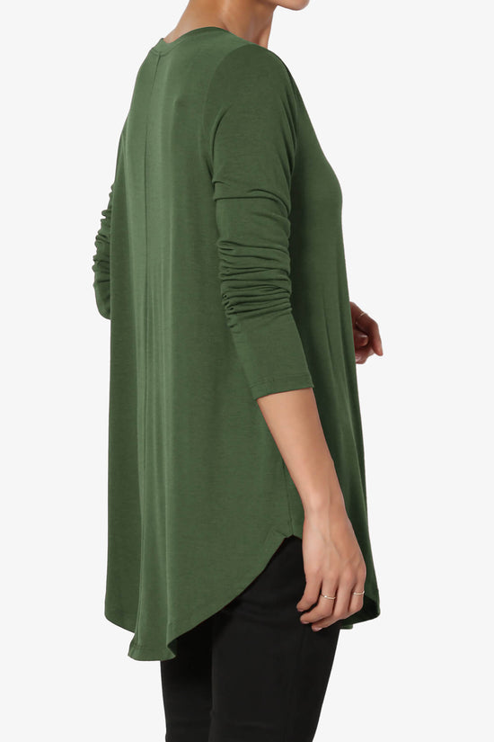 Ramada Long Sleeve Flowy Jersey Top ARMY GREEN_4