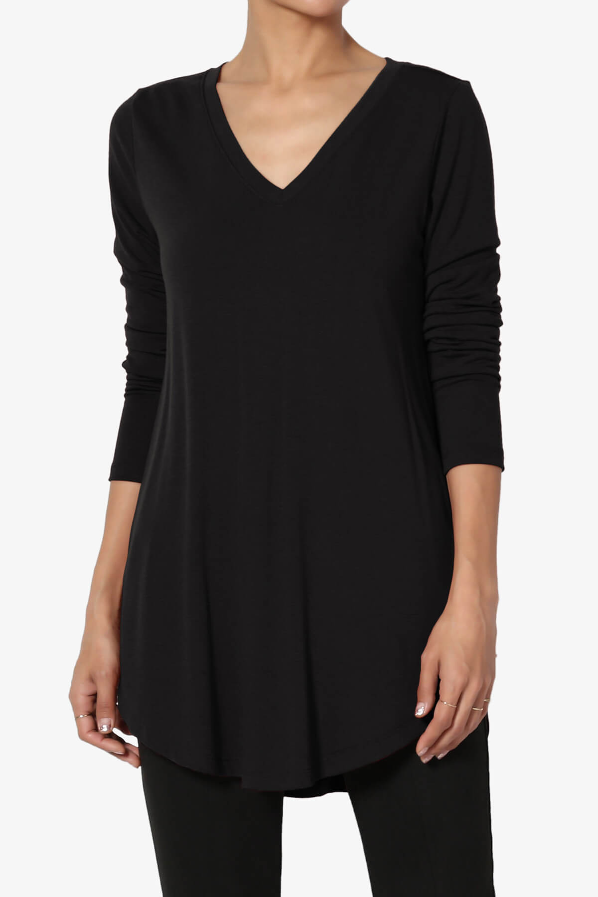 Ramada Long Sleeve Flowy Jersey Top BLACK_1