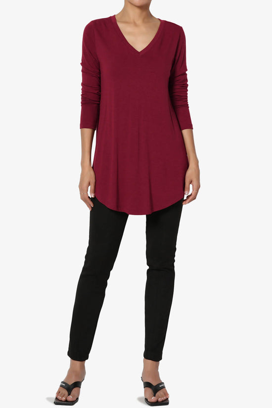 Ramada Long Sleeve Flowy Jersey Top BURGUNDY_6