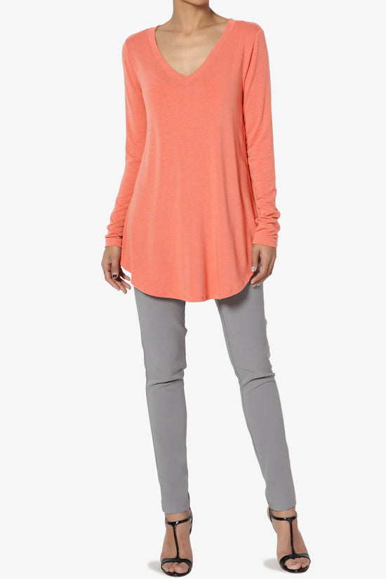 Ramada Long Sleeve Flowy Jersey Top CORAL_6