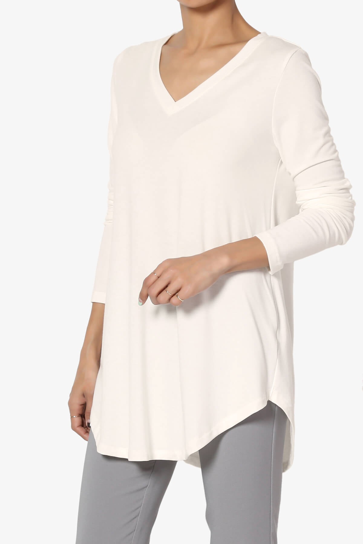 Ramada Long Sleeve Flowy Jersey Top CREAM_3