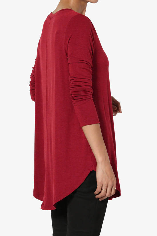 Ramada Long Sleeve Flowy Jersey Top DARK RED_4