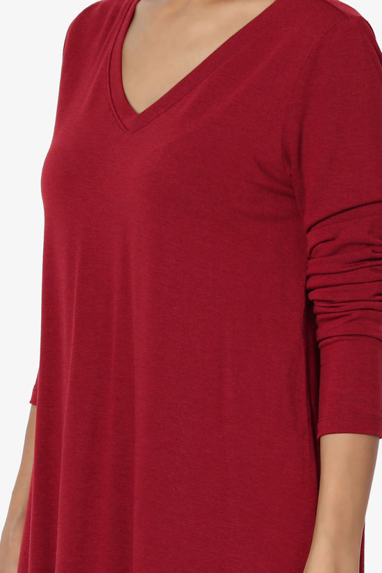 Ramada Long Sleeve Flowy Jersey Top DARK RED_5