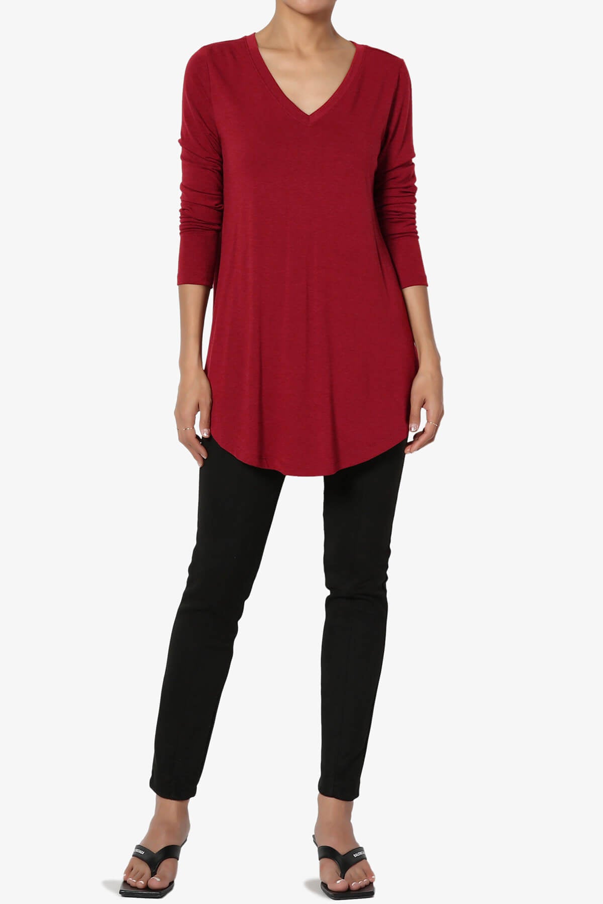 Ramada Long Sleeve Flowy Jersey Top DARK RED_6