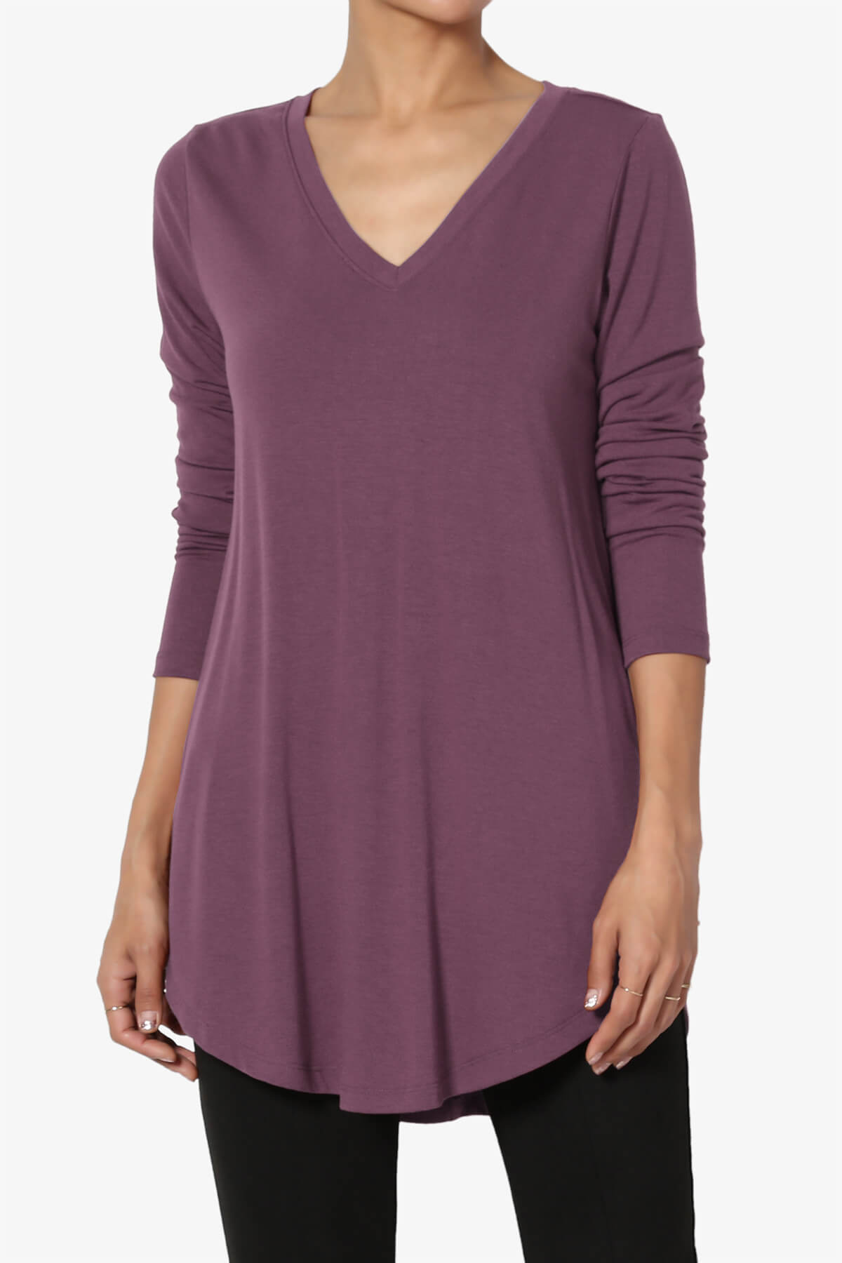 Ramada Long Sleeve Flowy Jersey Top DUSTY PLUM_1