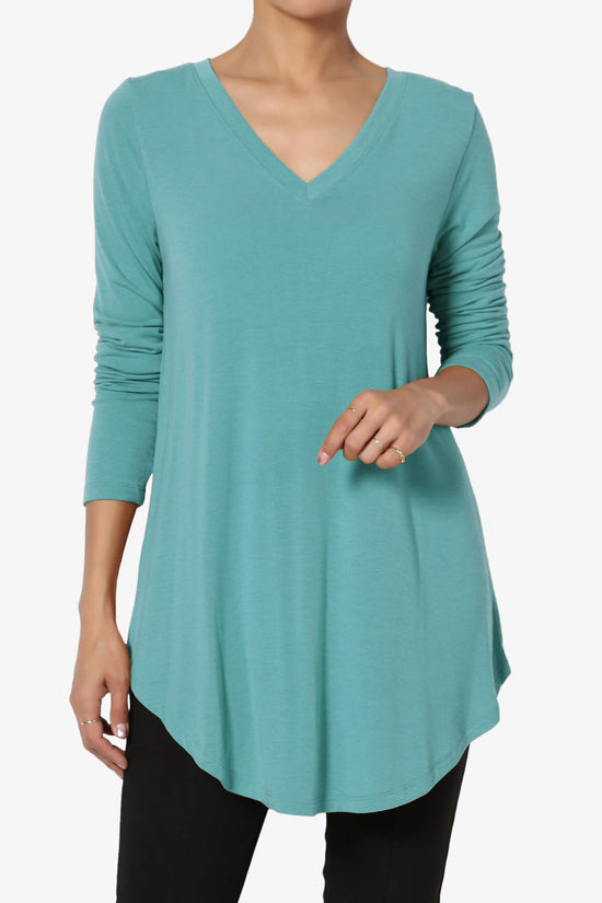 Ramada Long Sleeve Flowy Jersey Top DUSTY TEAL_1