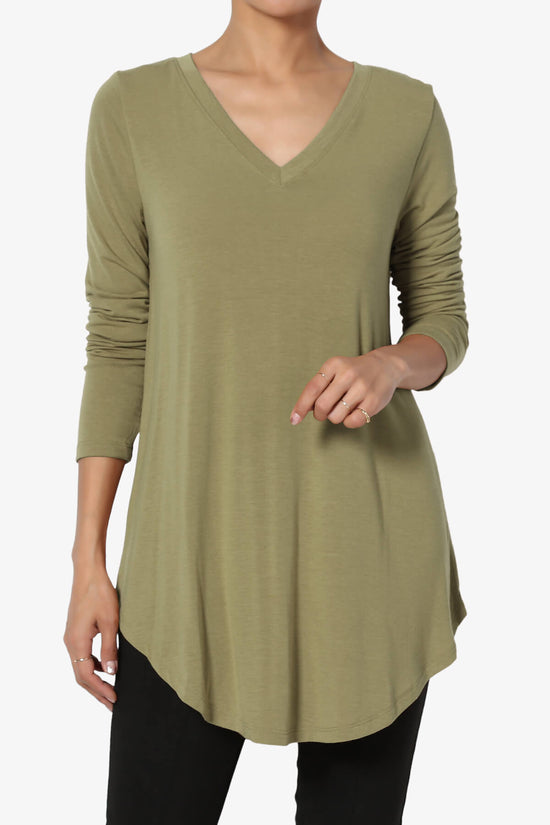 Ramada Long Sleeve Flowy Jersey Top KHAKI GREEN_1
