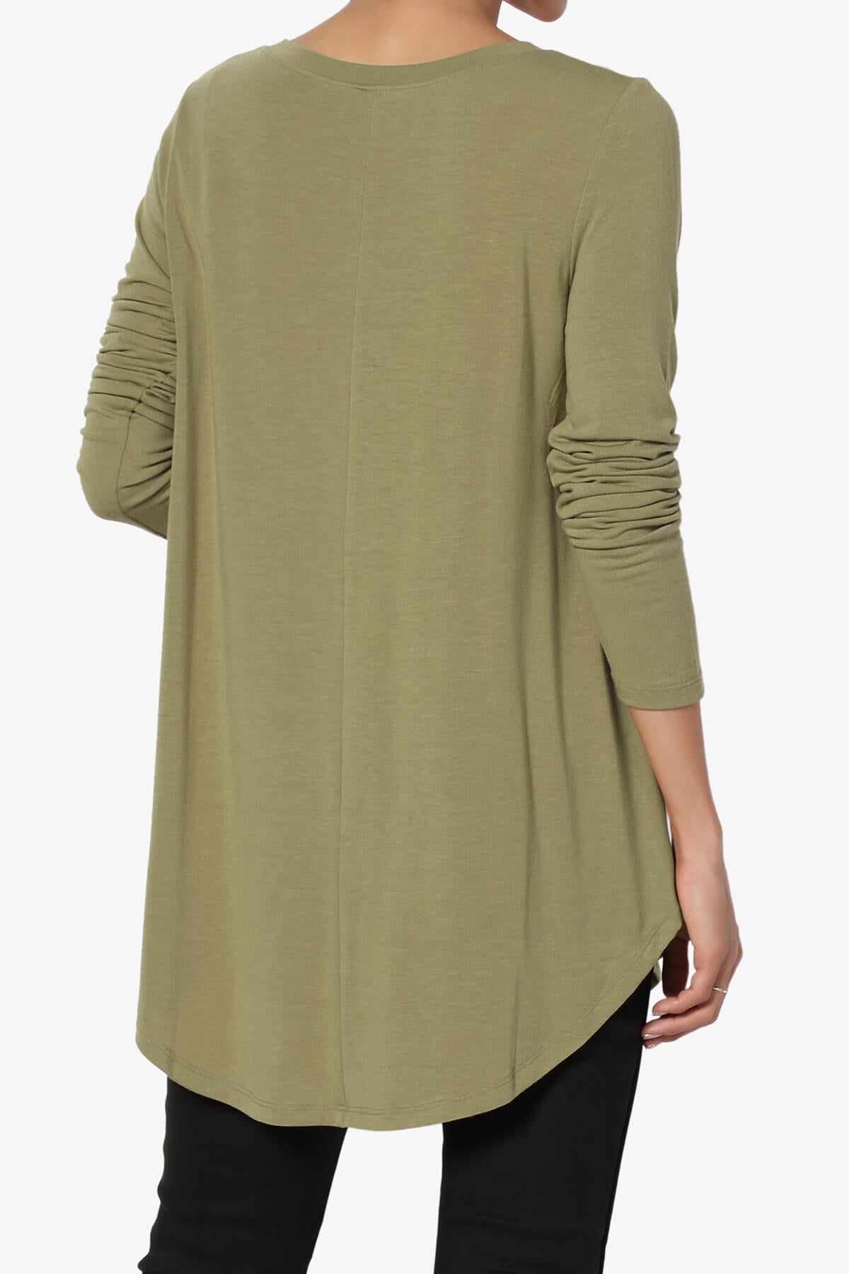 Ramada Long Sleeve Flowy Jersey Top KHAKI GREEN_2