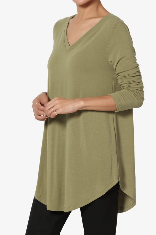Ramada Long Sleeve Flowy Jersey Top KHAKI GREEN_3