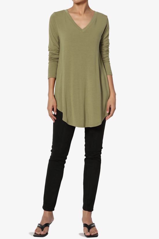 Ramada Long Sleeve Flowy Jersey Top KHAKI GREEN_6