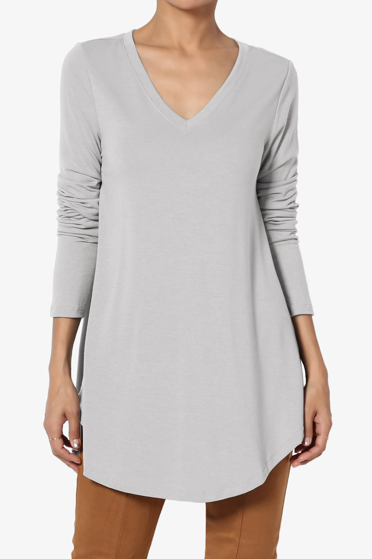 Ramada Long Sleeve Flowy Jersey Top LIGHT GREY_1