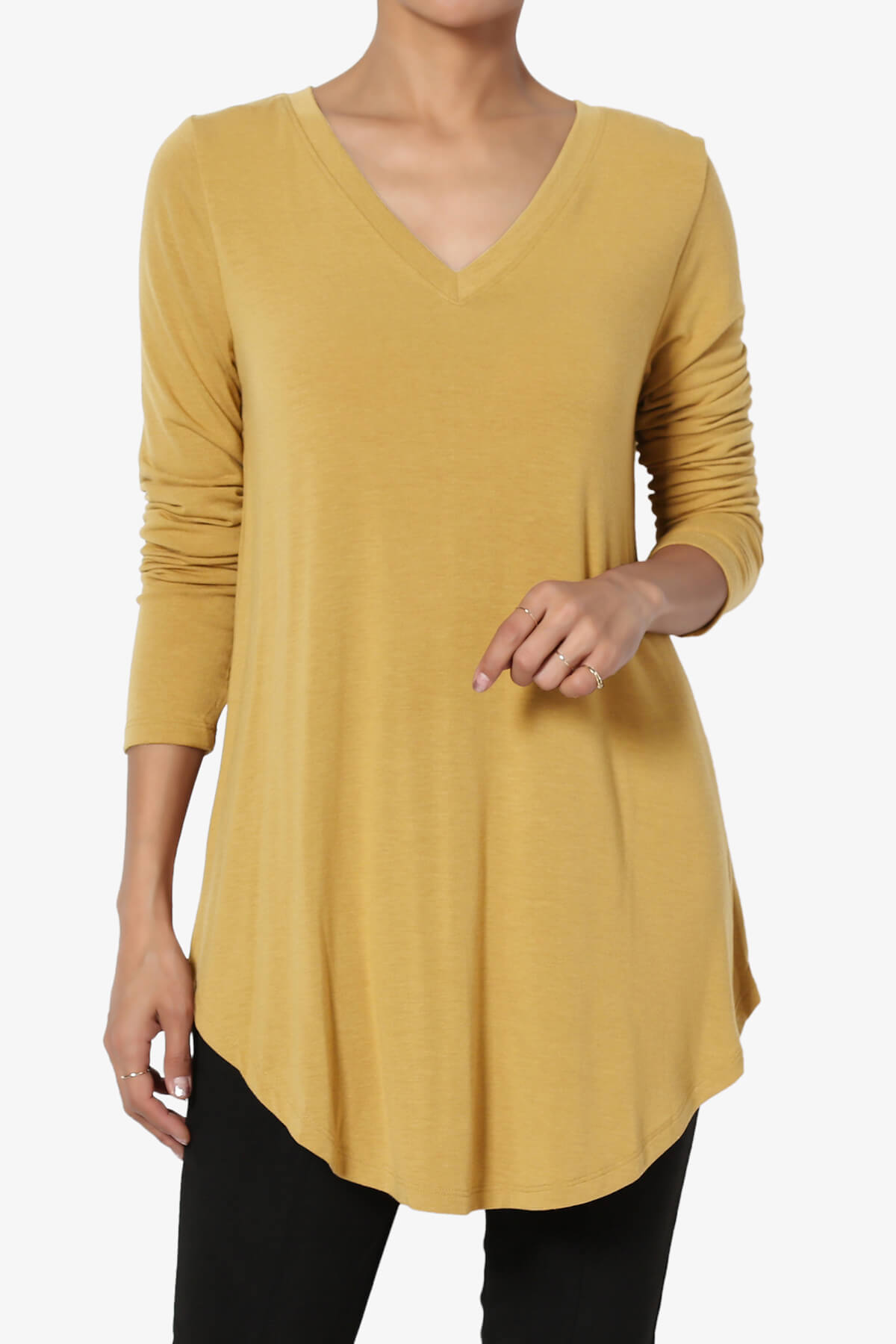 Ramada Long Sleeve Flowy Jersey Top LIGHT MUSTARD_1