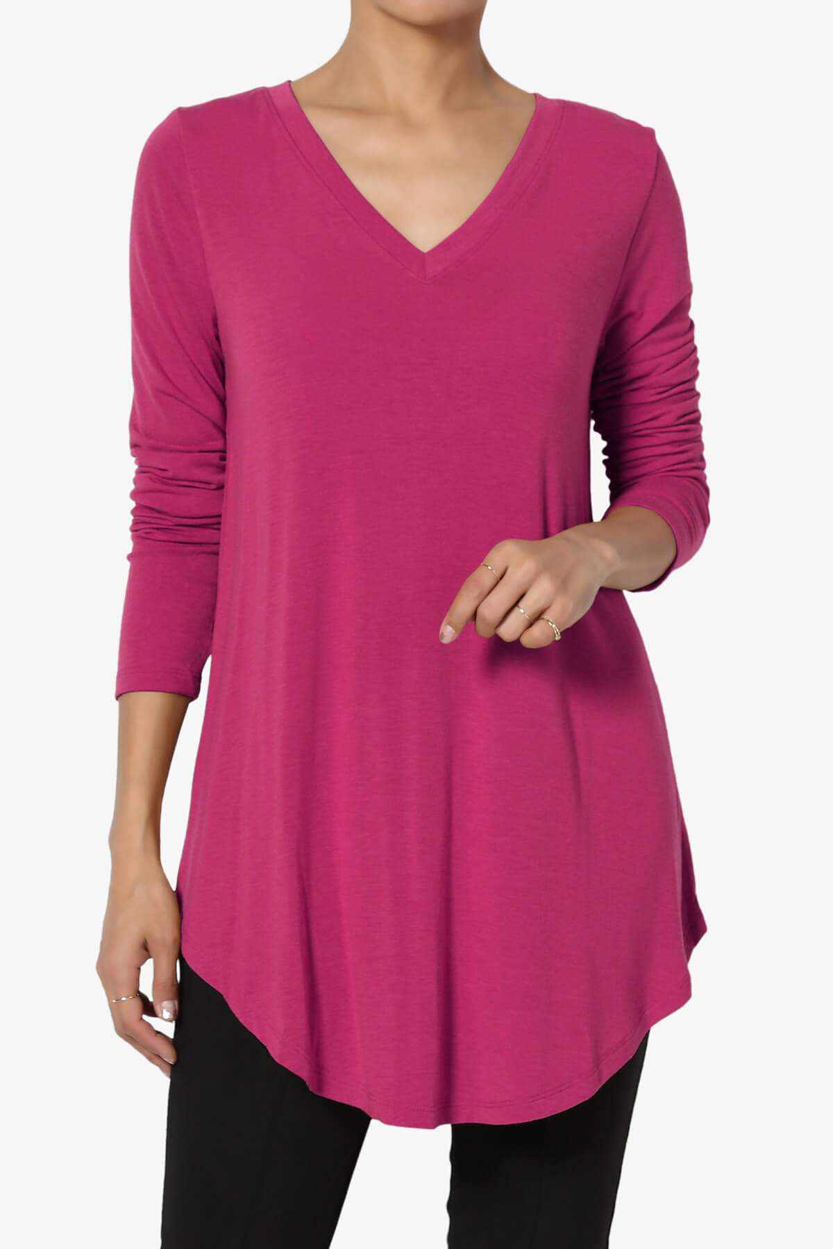 Ramada Long Sleeve Flowy Jersey Top MAGENTA_1