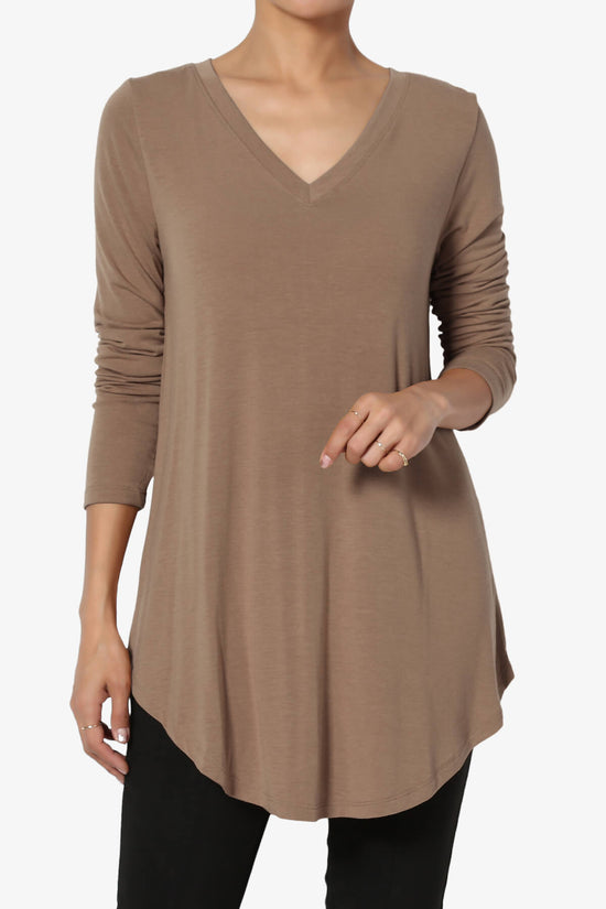 Ramada Long Sleeve Flowy Jersey Top MOCHA_1