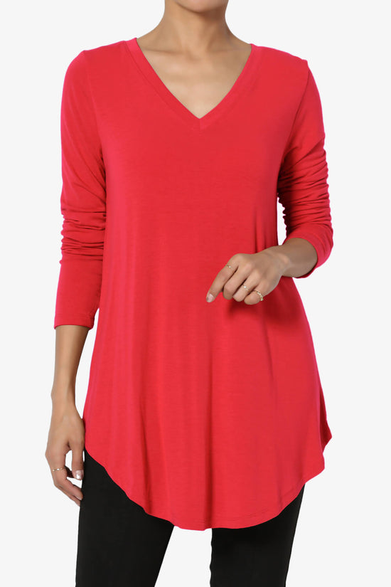 Ramada Long Sleeve Flowy Jersey Top RED_1