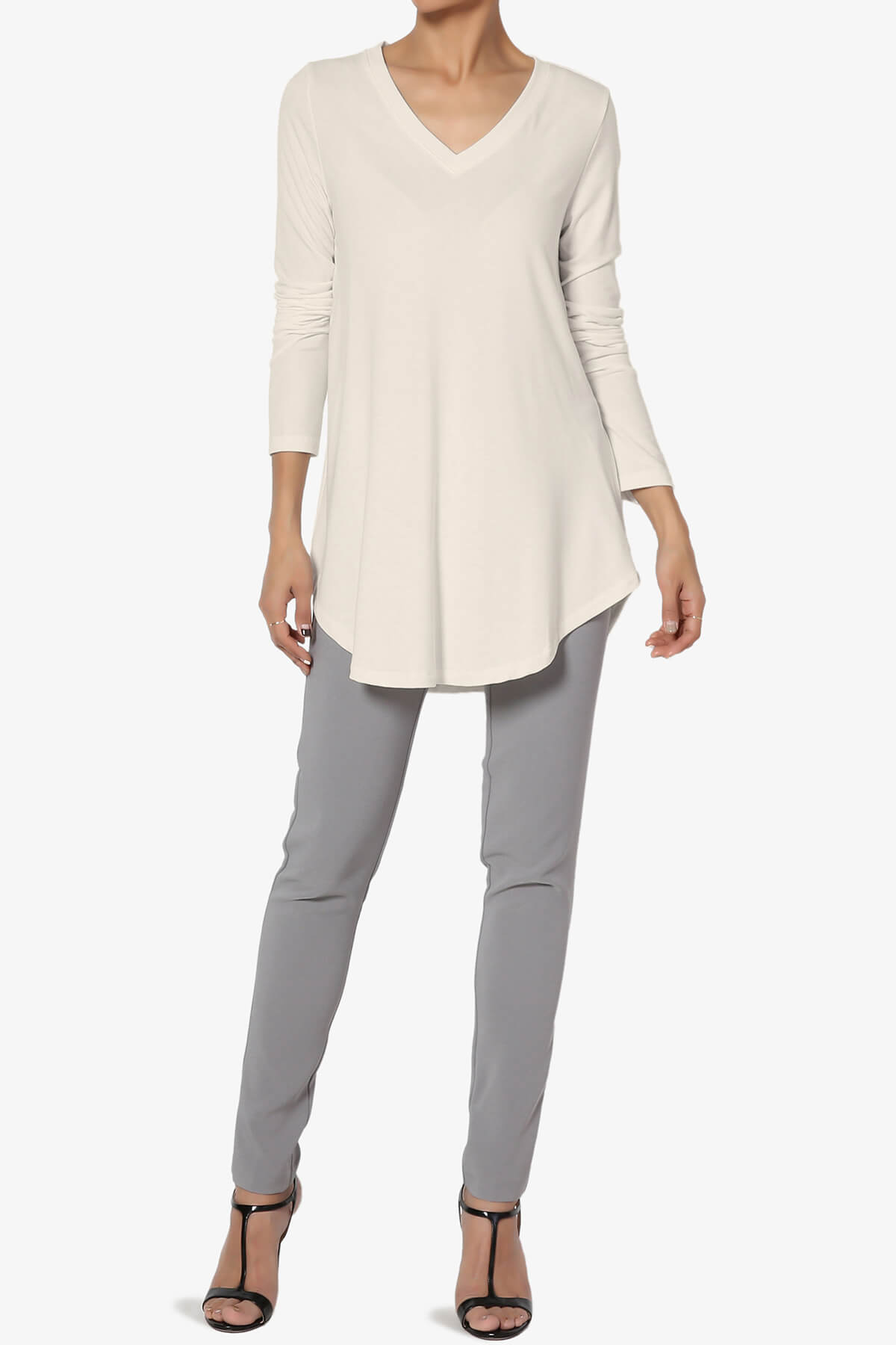 Ramada Long Sleeve Flowy Jersey Top SAND BEIGE_6