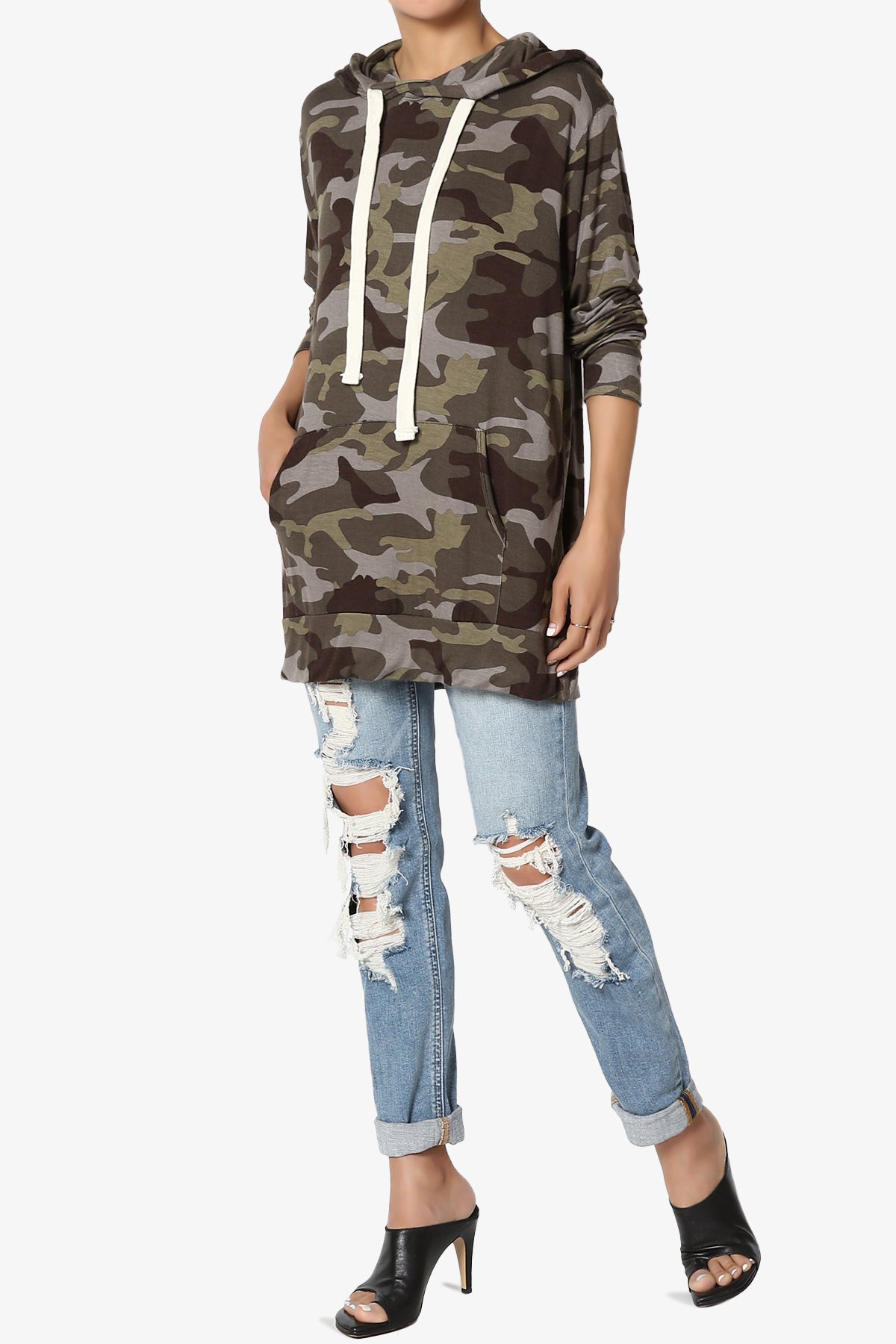 Kyra Camo Print Hoodie Tunic