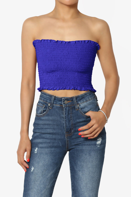 Faleece Frill Smocked Crop Tube Top PLUS