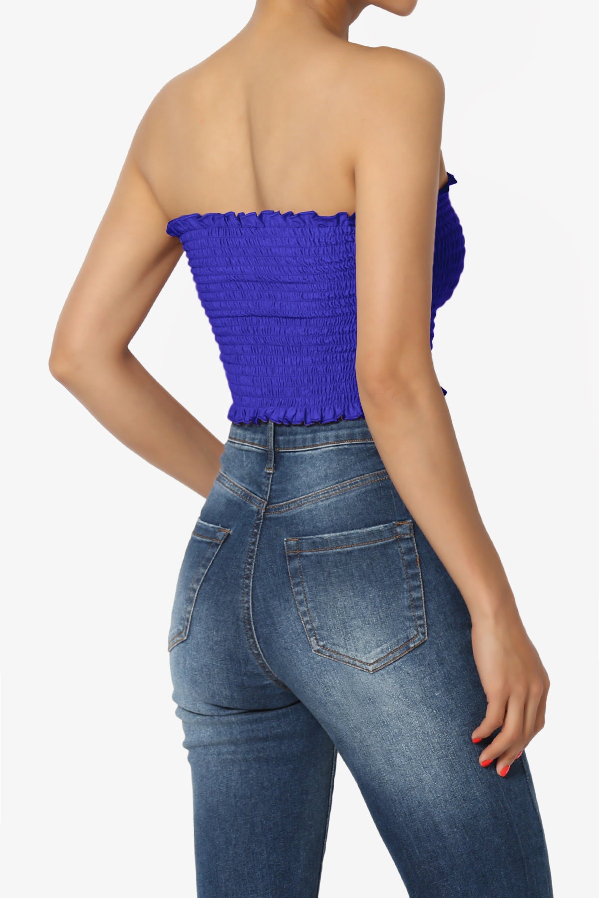 Faleece Frill Smocked Crop Tube Top PLUS