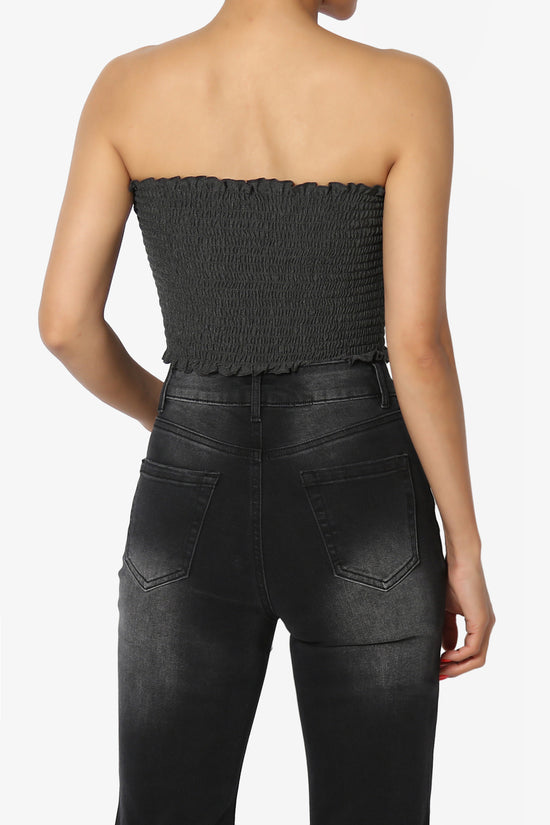 Faleece Frill Smocked Crop Tube Top PLUS