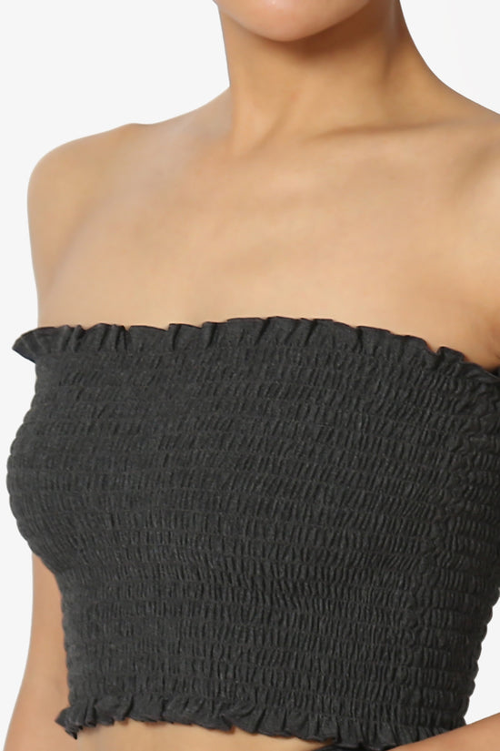 Faleece Frill Smocked Crop Tube Top PLUS