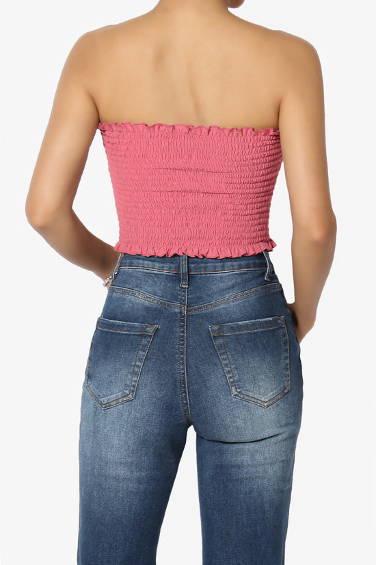 Faleece Frill Smocked Crop Tube Top PLUS
