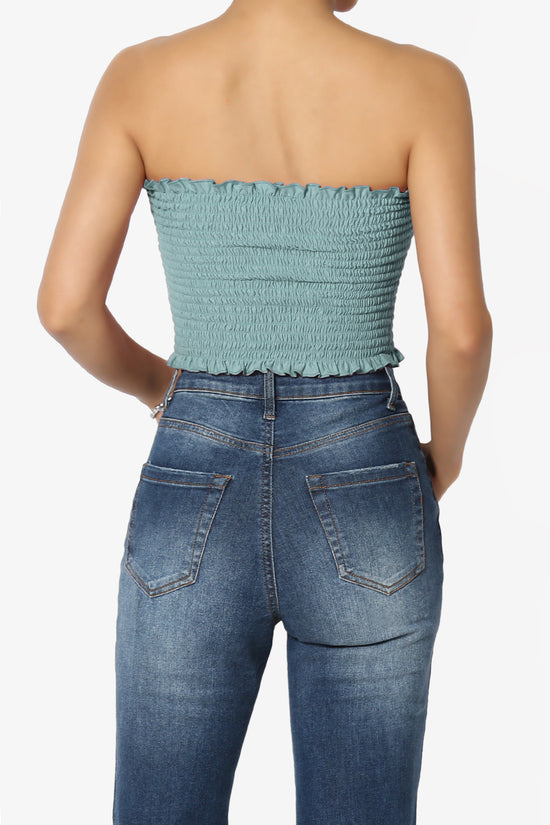 Faleece Frill Smocked Crop Tube Top PLUS