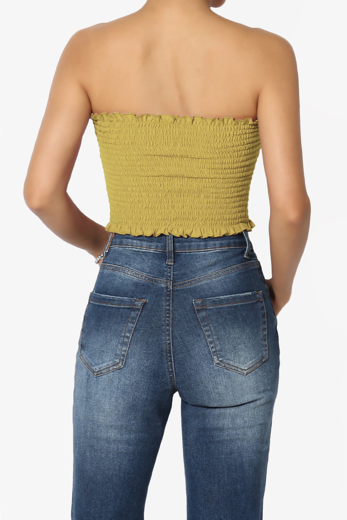 Faleece Frill Smocked Crop Tube Top PLUS