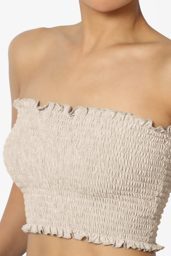 Faleece Frill Smocked Crop Tube Top PLUS