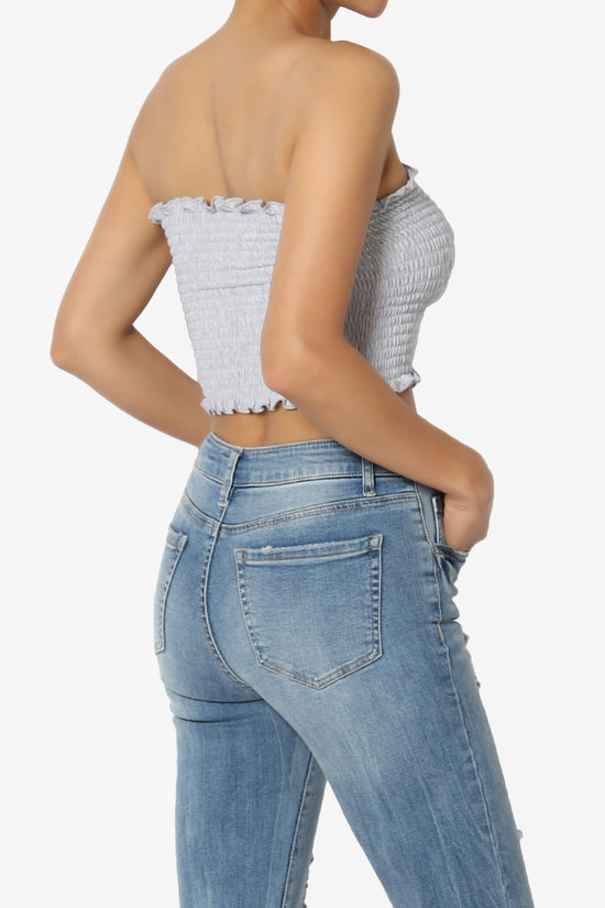 Faleece Frill Smocked Crop Tube Top PLUS