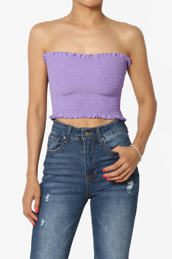 Faleece Frill Smocked Crop Tube Top PLUS