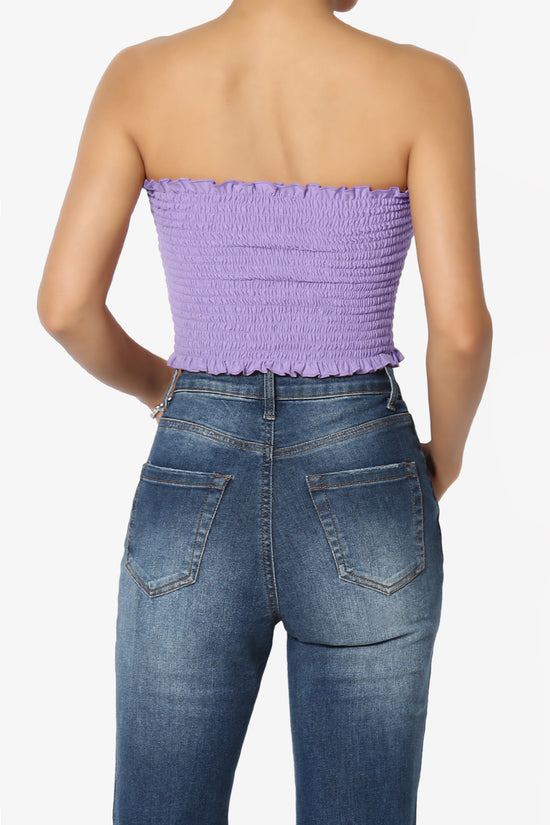 Faleece Frill Smocked Crop Tube Top PLUS