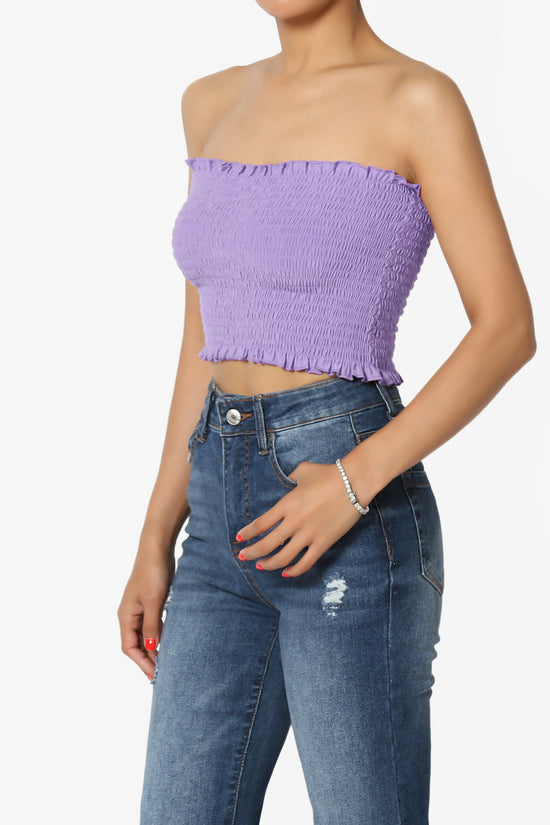 Faleece Frill Smocked Crop Tube Top PLUS