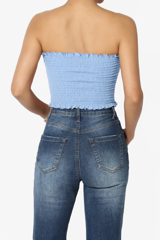 Faleece Frill Smocked Crop Tube Top PLUS