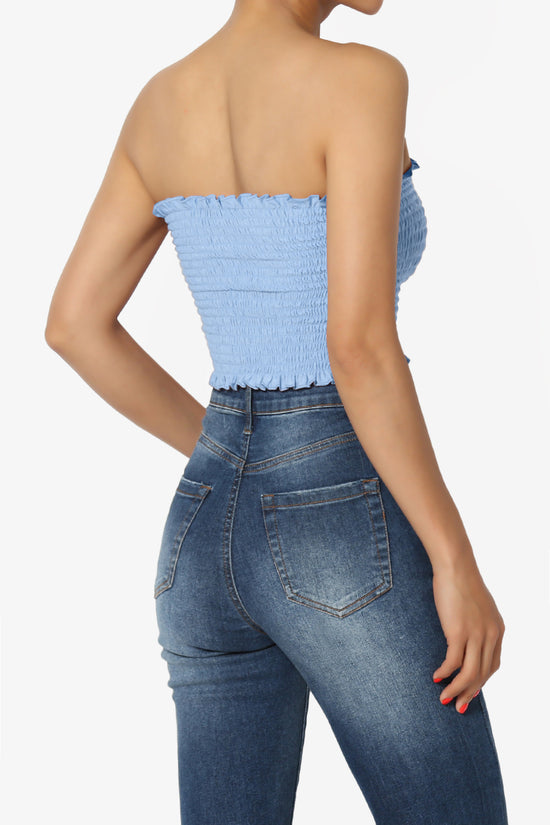 Faleece Frill Smocked Crop Tube Top PLUS