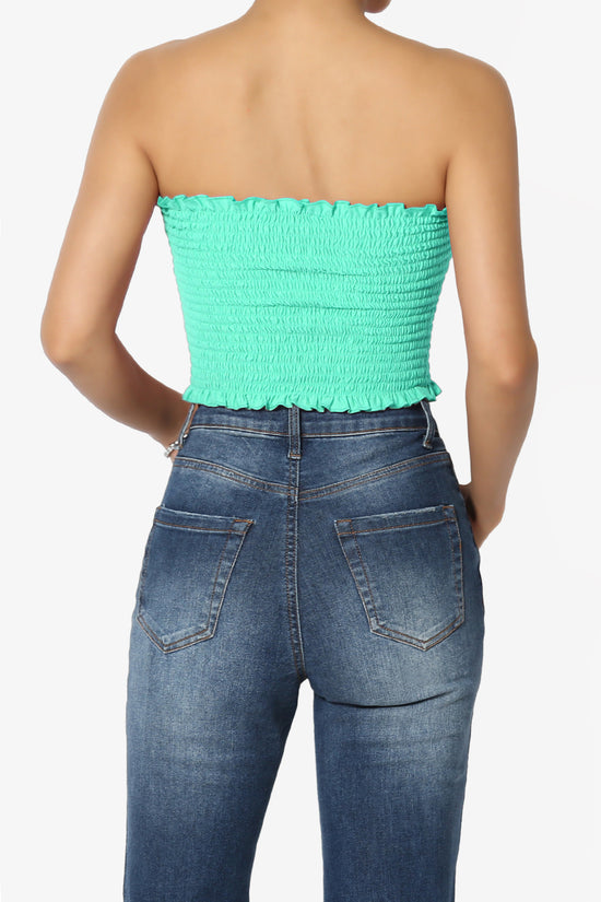 Faleece Frill Smocked Crop Tube Top PLUS