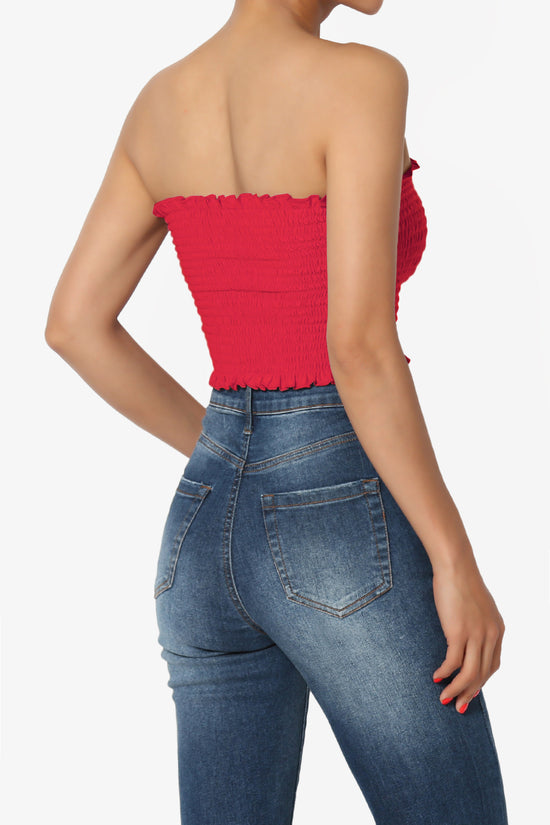 Faleece Frill Smocked Crop Tube Top PLUS