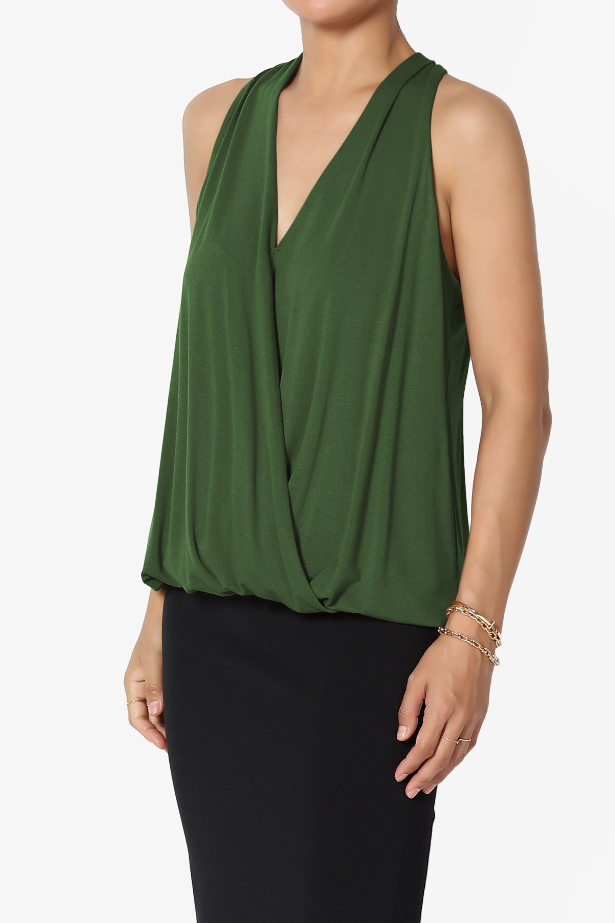 Tackle Halter Wrap Crepe Knit Top