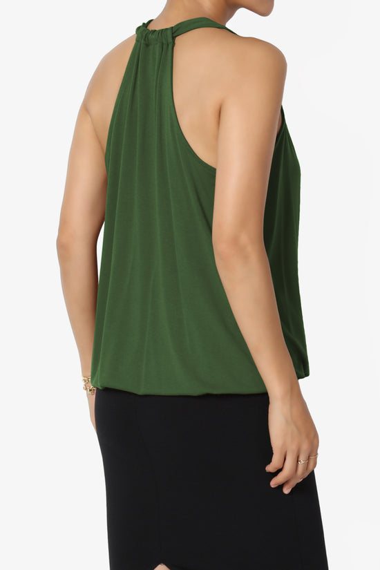 Tackle Halter Wrap Crepe Knit Top