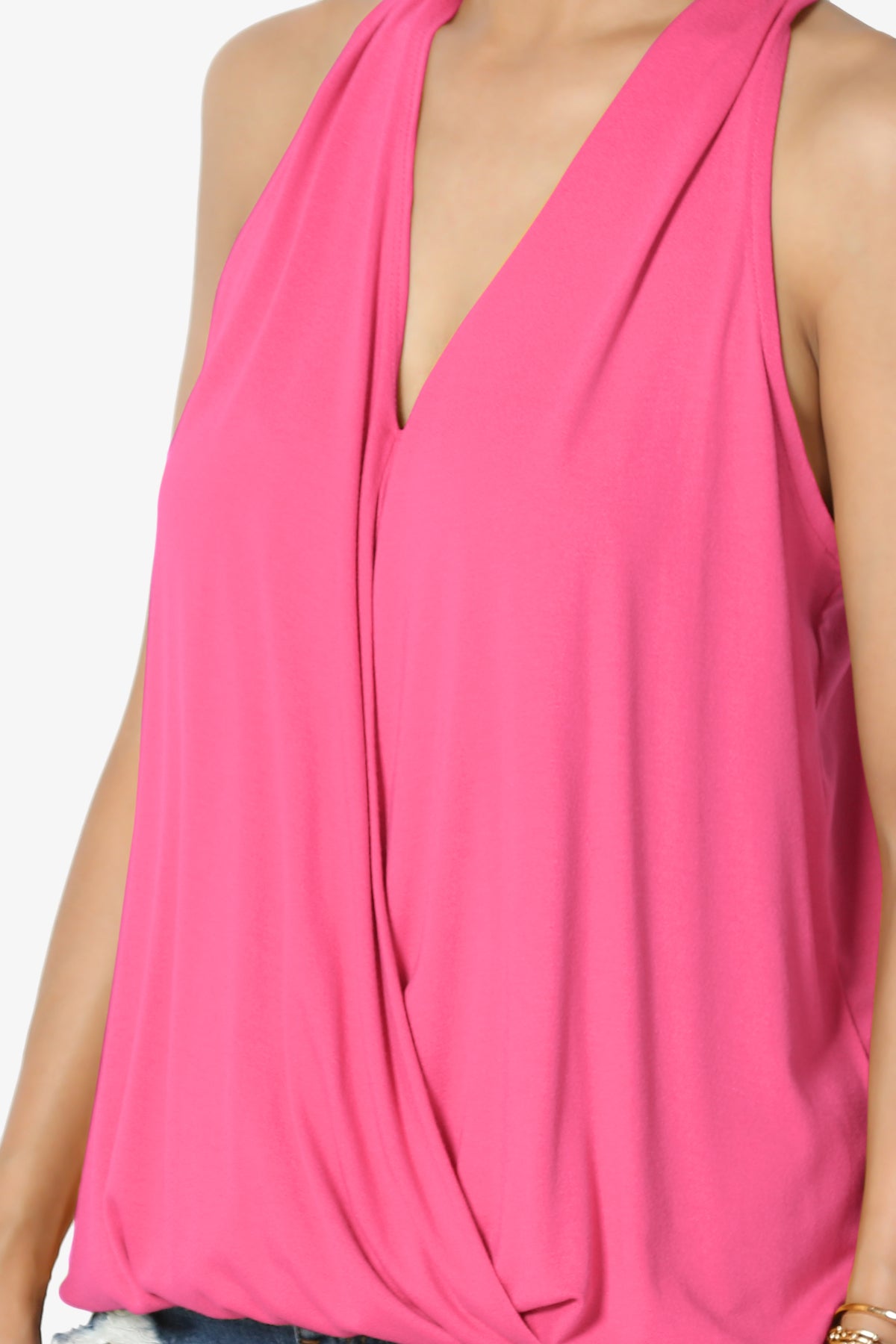 Tackle Halter Wrap Crepe Knit Top