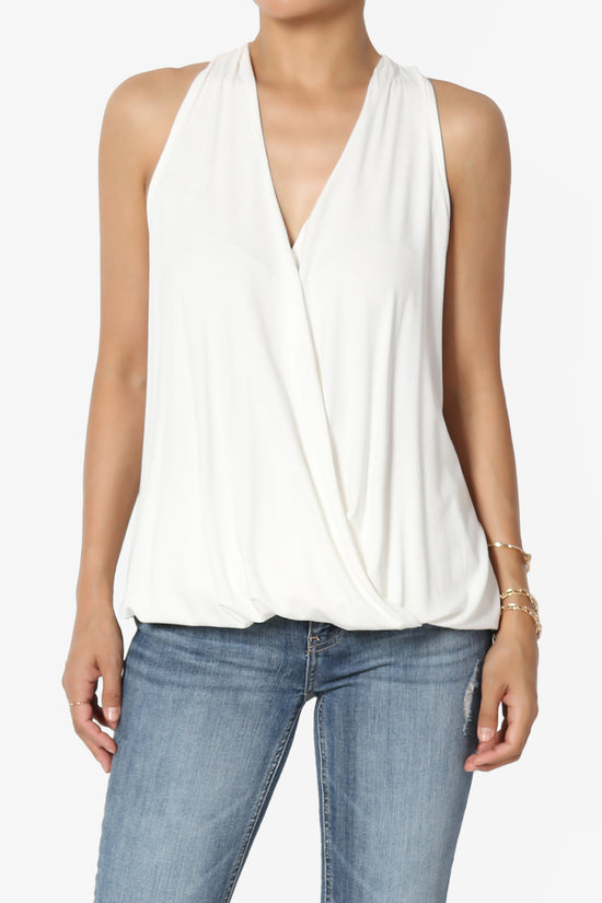 Tackle Halter Wrap Crepe Knit Top