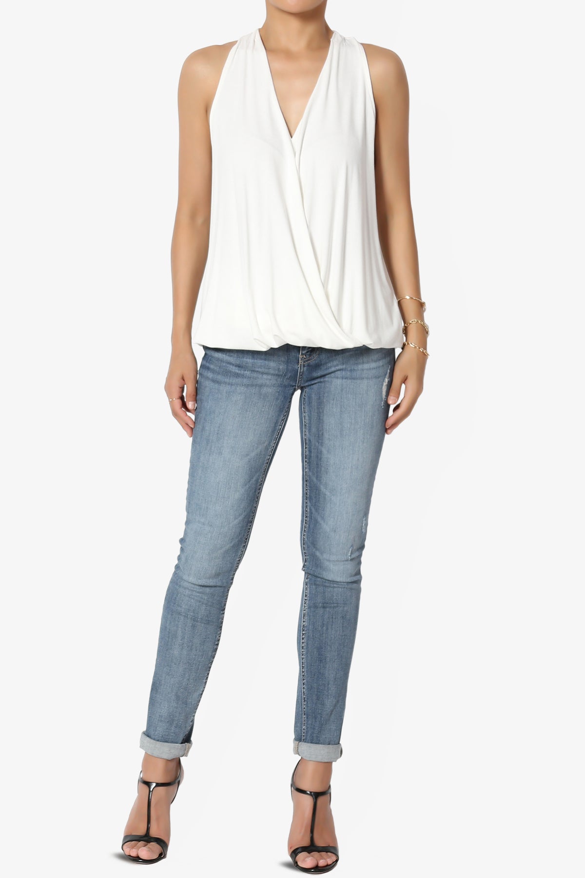 Tackle Halter Wrap Crepe Knit Top
