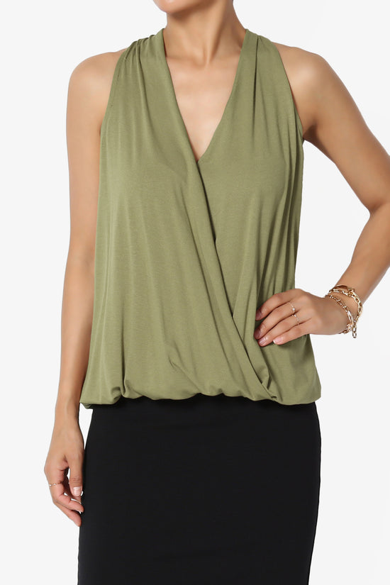 Tackle Halter Wrap Crepe Knit Top